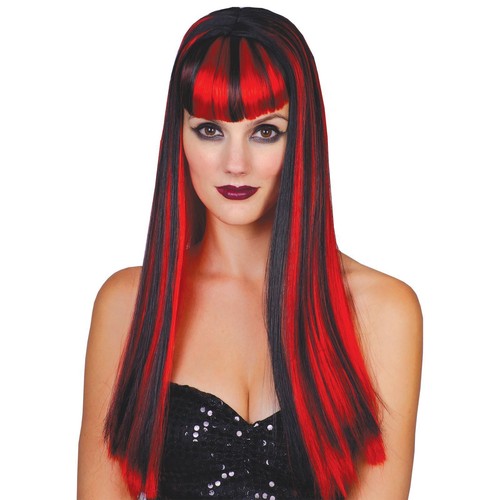 Damas HALLOWEEN Peluca Vampiro Morticia Adulto Flecos Sedoso Cabello Largo Bruja Gótica - Imagen 3 de 3