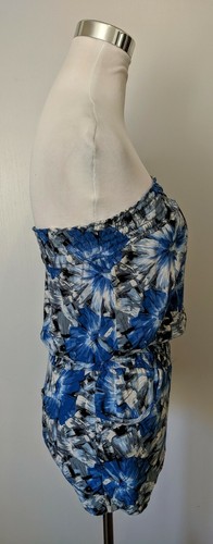 Toxik Size M, Medium Romper Summer Pockets Light Blue White Black Short Colorful - Picture 2 of 7