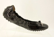 Tod's Dee Laccetto Black Patent Leather Ballet Flats Women's Shoes Size 35 6