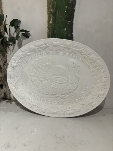 Vintage Christmas Turkey Large Glazed Ceramic Platter Tableware Serving Dish - Picture 2 of 6