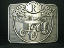 John Deere Model R Two-Cylinder Tractor Collector Belt Buckle 1990 Moline IL jd