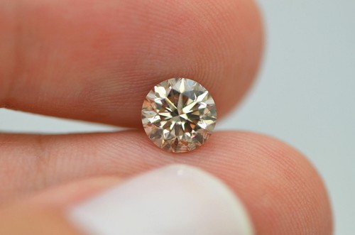 Round Champagne Diamond Natural Loose VS2 Enhanced Certifiy 1.20 ct 6.76X6.56 MM - Picture 5 of 10