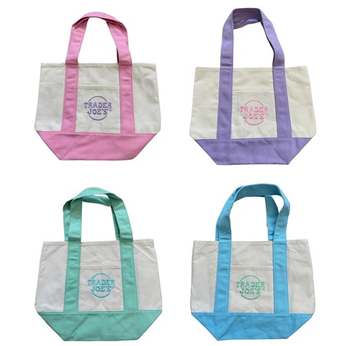 Trader Joe's Pastel Mini Canvas Tote Bags 2025 LIMITED EDITION NWT LOT - Picture 9 of 16