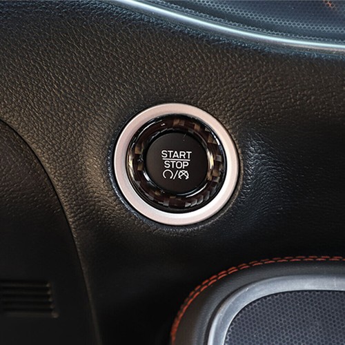 for 15+ Dodge Challenger Carbon Fiber Engine Start Push Interior Ring Cover Trim - Picture 6 of 9