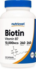 Nutricost Biotin Vitamin B7 10,000mcg 10mg Vitamin 240 Count Pack of 1 