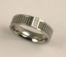 Unisex 316L Stainless Steel CZ Ring 6mm Comfort Fit Band Size 9-10 NEW SS145