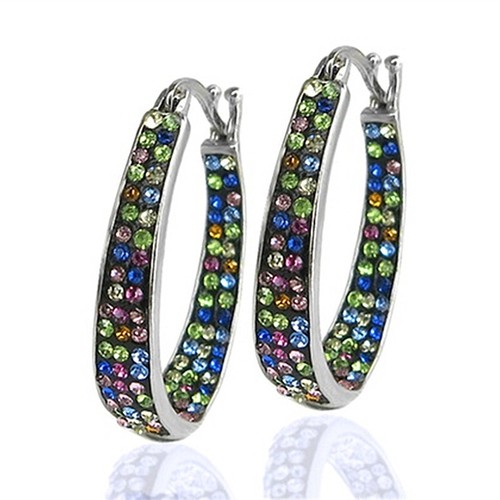 Gorgeous Cubic Zircon Anniversary 925 Silver Plated Hoop Earrings Jewelry A Pair - Picture 2 of 10