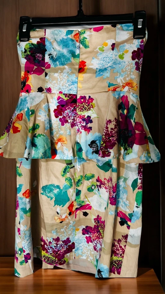 Ark & Co Dress Womens Floral Sweetheart Strapless Sz Small Miamicore Chic - Image 2 of 4