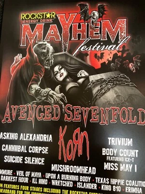 HOME DECOR Rockstar Energy Mayhem Festival Promotional poster 2014 Avenged Sevenfold KORN