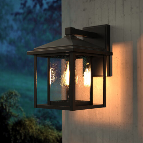 Outdoor Wall Light Fixtures Vintage Porch Yard Lantern Sconce E27 IP44 Black - Picture 16 of 31