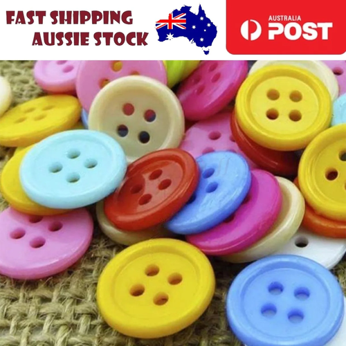 1000x Mixed Colour Buttons 13mm 4-Hole Round Shape Plastic Resin Holes Sewing DI - Picture 1 of 2