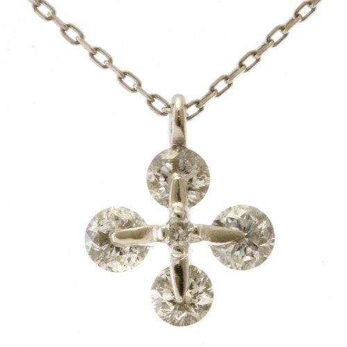 no brand Necklace Pt850 Pt900 Platinum diamond 0.31ct snowflake flower used - Picture 6 of 7