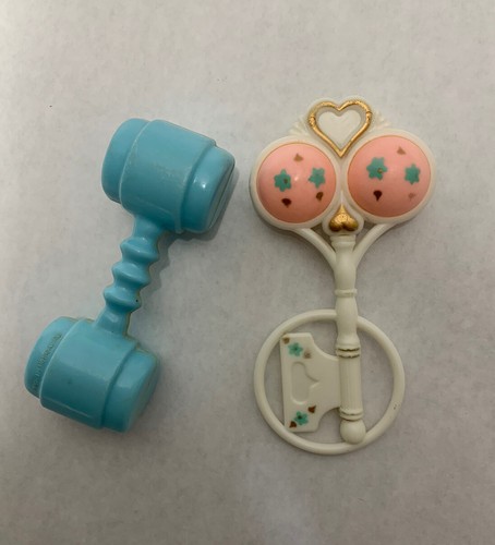 Vintage Retro Decor 2 Baby Rattles Key Heart Blue Pink Rattle- Please Read - Picture 1 of 16