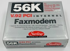 New Internal Fax Modem V.92 PCI Sterling Communications 56K Model S20