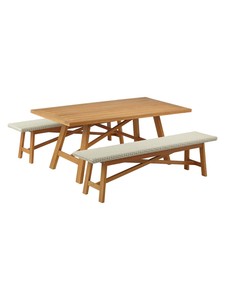 2 X John Lewis Stockholm Garden Wood Rattan Dining Benches 1 8m