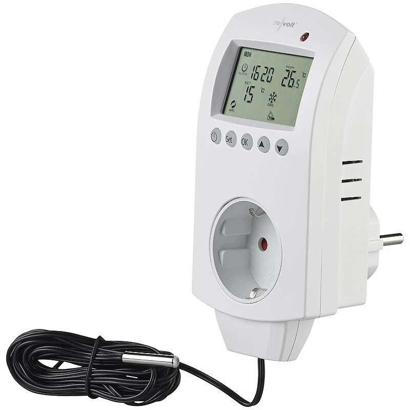 revolt WLAN-Steckdosen-Thermostat für Heizgeräte, App, Sprachbefehl, Sensor - Bild 4 von 4