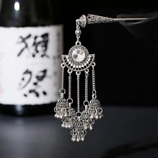 Hair Stick Hair Pins Bells Hairpins with Rhinestones Boho Accessories Vintage