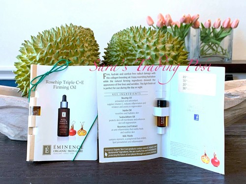 3x Eminence ROSEHIP TRIPLE C+E FIRMING OIL Card VIAL Samples Fresh + Bonus 🎁 - Picture 1 of 1