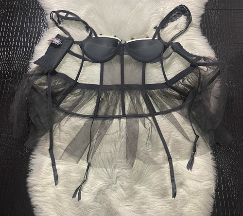 Abito tutù Victoria's Secret sexy pizzo rete push up bustier giarrettiera lingerie 34 C - Foto 7 di 13