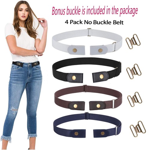 4 Pack Buckle Invisible Stretch Belt Buckle-Free Elastic Belt for Women and Men - Picture 6 of 6