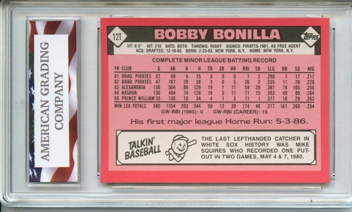 1986 Topps Traded Tiffany #12T Bobby Bonilla Rookie Card AGC 10 Gem Mint - Picture 2 of 2
