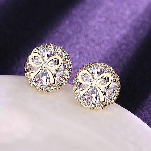 925 Sterling Silver Crystal Stud Earring Engagement Party Earrings Women Jewelry - Picture 20 of 69