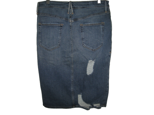 GOOD AMERICAN DISTRESSED BLUE JEAN SKIRT WOMEN'S 16 NWT MADE IN USA FREE S/H - Picture 10 of 15