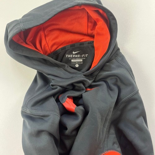 Gray and orange nike boys therma-fit sweatshirt size L - Picture 3 of 3