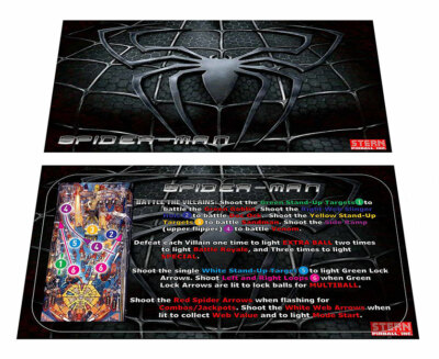 Stern Spiderman Pinball Custom Apron Instruction Cards v2