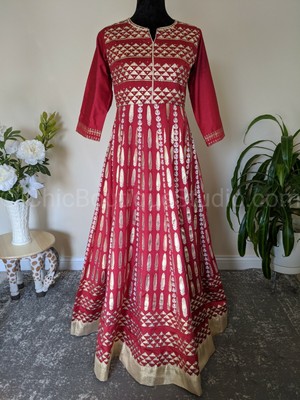 red and gold indian dress