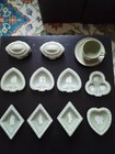 Vntg Green Wedgwood Jasperware Collection 12 Items : cup saucers,boxes,dishes