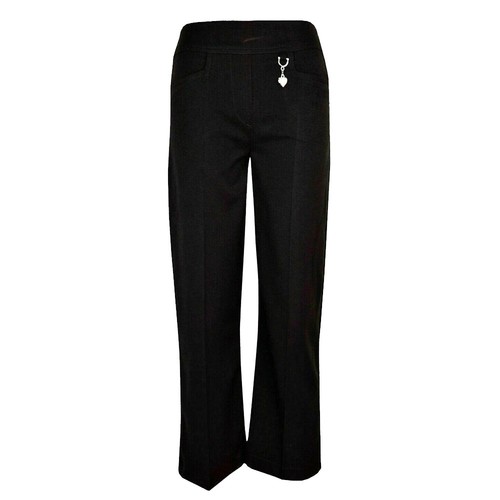 GIRLS SCHOOL TROUSERS UNIFORM HEART PENDANT HALF ELASTIC BOTTOM PULLON PANTS - Picture 2 of 5