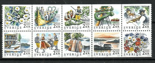 Schweden 1988 Falzheftchen Briefmarken Mittsommerfest (8. Serie) SG 1389-98 MNH