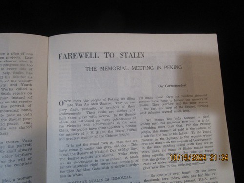 PEOPLE`S CHINA Magazine - Chinese Propaganda 1953 Stalin Memorial Copy Communism - Imagen 7 de 14
