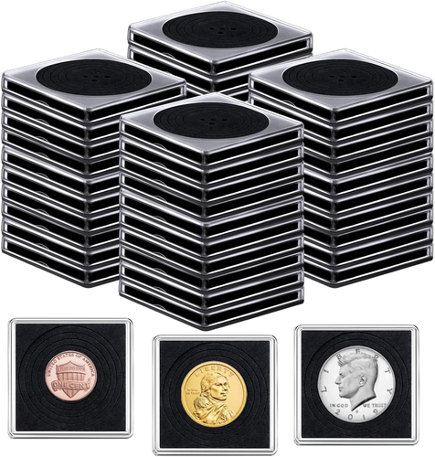 40 Pcs Adjustable Acrylic Coin Collection Cases with Sponges, Coin Snap Holder, - Picture 9 of 12
