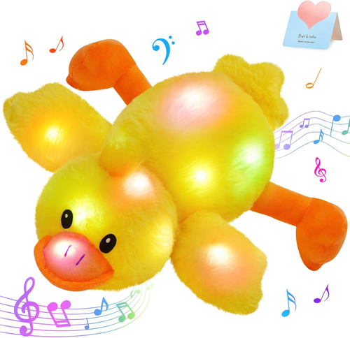 12'' Musical Light up Yellow Duck Stuffed Animal LED Glowing Singing Soft Plush - Picture 7 of 12