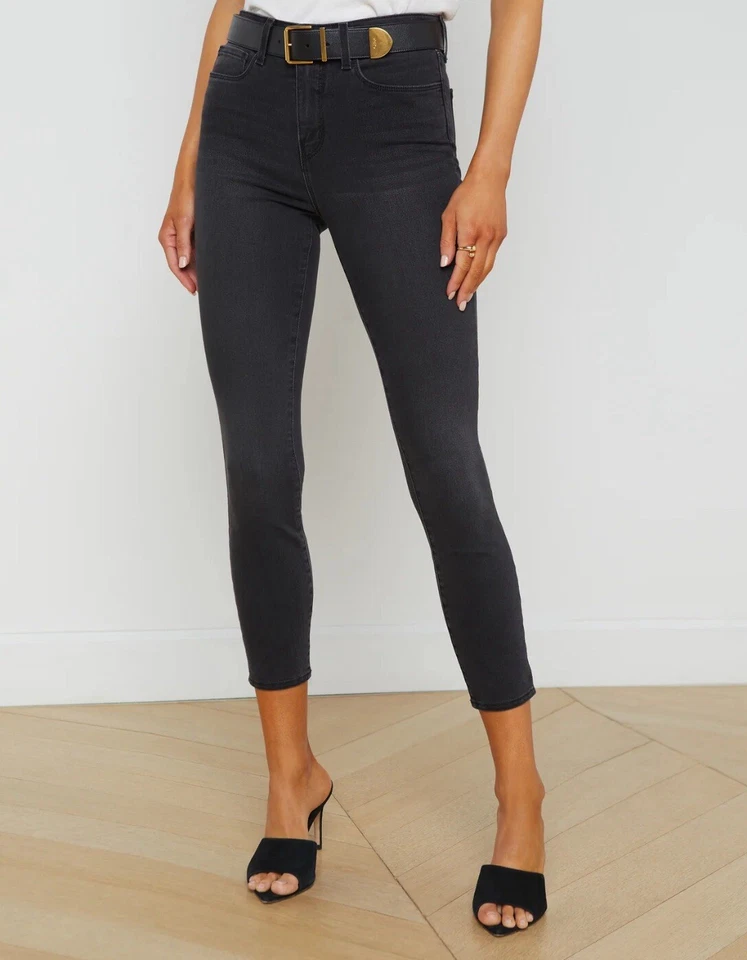 L’Agence Jeans Size 30 Margot Skinny Dark Graphite $270 Black Grey Stretch 30x26 - Image 2 of 4