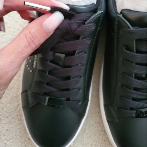 NWT Michael Kors Black Leather Irving Silver Micro Studded Sneakers sz6.5 - Picture 5 of 16