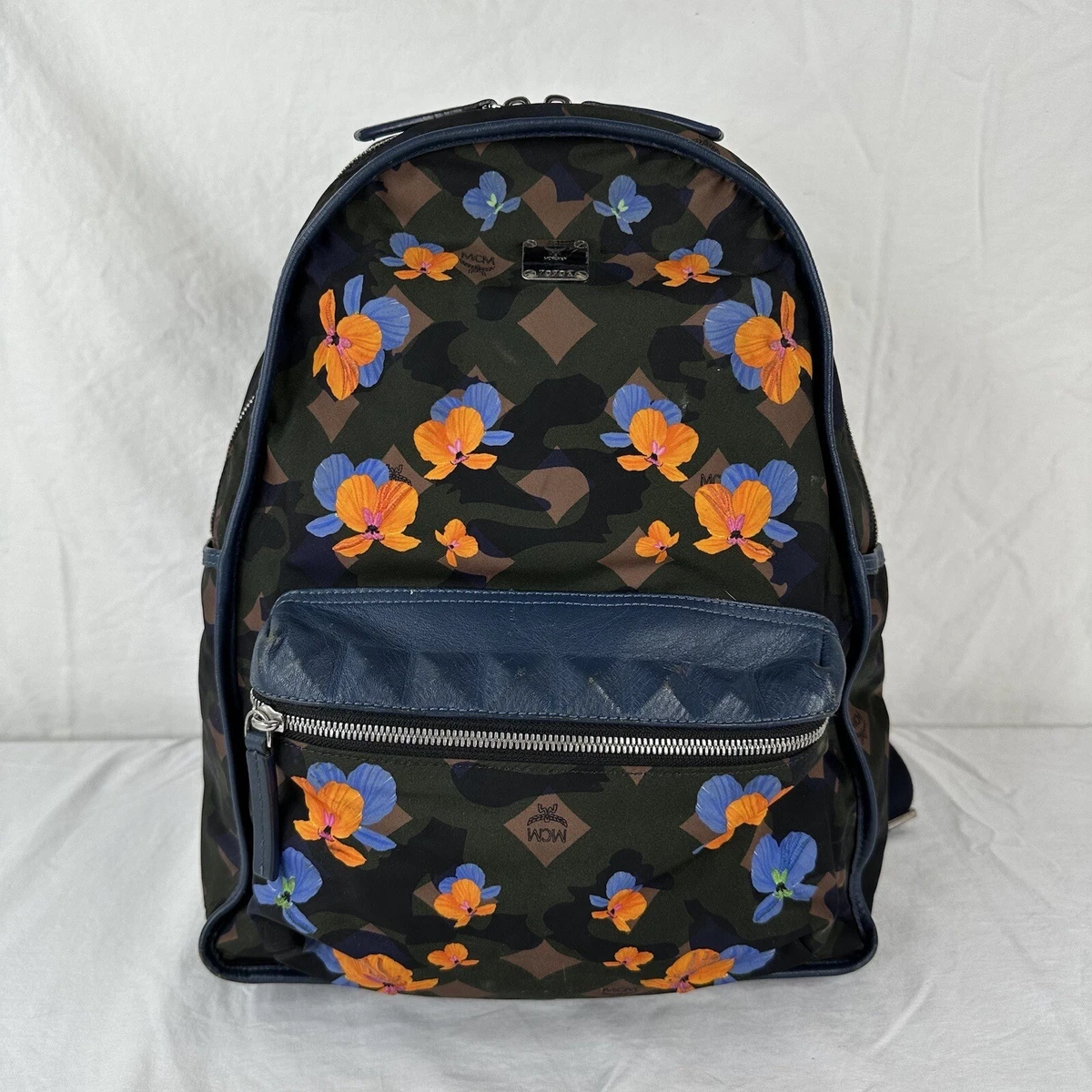 MCM DIETER MUNICH LION CAMOUFLAGE BACKPACK  BLUE/NEON LEATHER Leather wallet MCM Red in Leather - 56556963 main image 3
