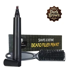 Beard Filler Pen kit Dark Brown Beard Pen with Brush Waterproof and Sweat Proof