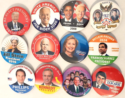 12 Presidential Campaign Buttons Trump Biden Obama Clinton  more Set 87CC