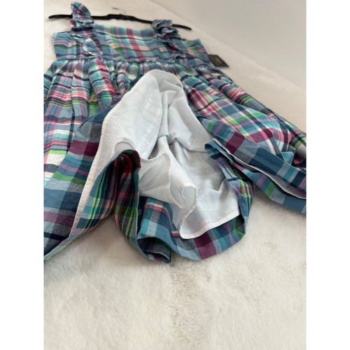 NWT POLO Ralph Lauren Kids Size 16 ruffled check-print dress Blue Multi Color - Picture 7 of 12