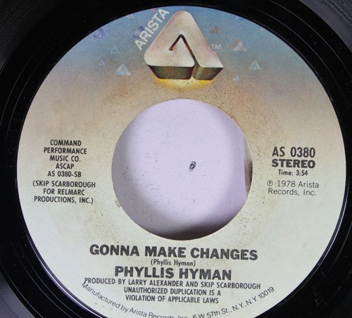 Soul 45 Phyllis Hyman - Somewhere In My Lifetime / Gonna Make Changes On Arista - Picture 2 of 2
