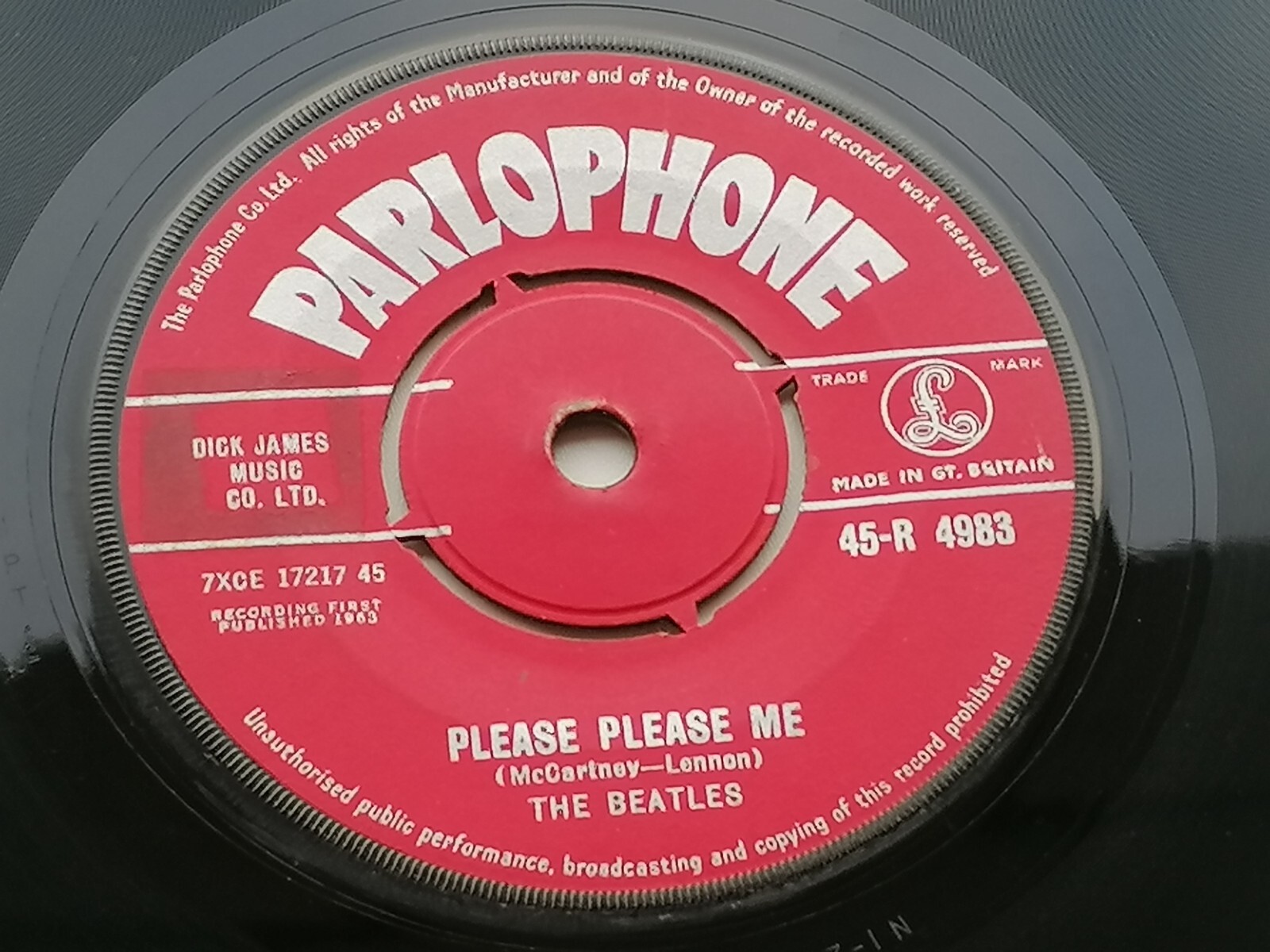THE BEATLES 1963 UK 45 PLEASE PLEASE ME  RED PARLOPHONE R 4983