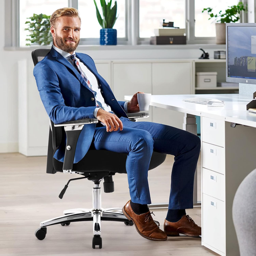 Big and Tall Office Chair 500Lbs, Heavy Duty Ergonomic Mesh Chair, Computer Exec - Picture 2 of 12