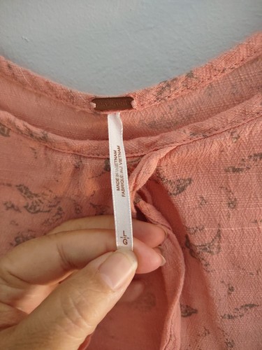 Free People Bedrucktes Look Through Lagenlook Top Damen Größe Large Schlüsselloch Pfirsich - Bild 2 von 5