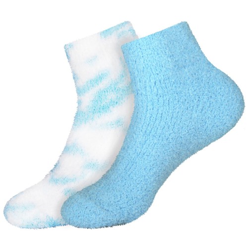 Women's Girl Fuzzy Warm Fluffy Tie-Dye Colorful Fun Ankle Socks - 2 Pairs - Picture 31 of 42