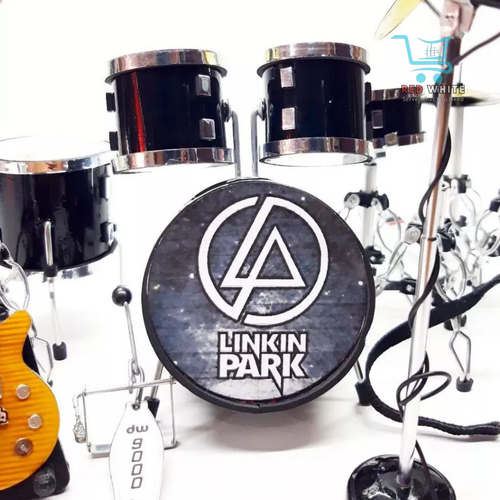 Juego de batería y guitarra miniatura Linkin Park escala 1:12 con soporte de micrófono envío gratuito - Imagen 4 de 5