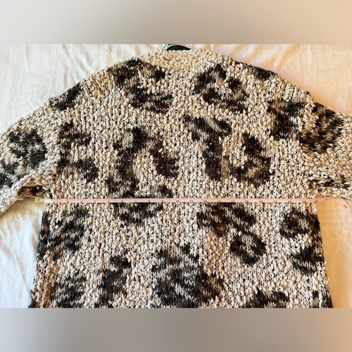 Bobeau Women’s Open Cardigan Sweater Ivory with Animal Print Size M Medium NWT - Picture 5 of 7
