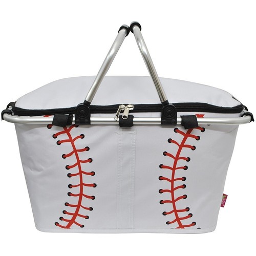 White Baseball Insulated Market Picnic Basket NGIL SKB658-BLK Brand New - Picture 2 of 4